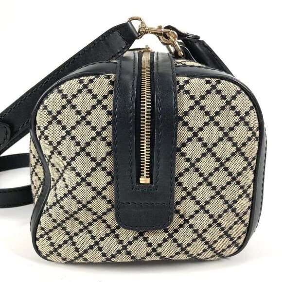 GUCCI Striped logo 2WAY Hand Bag Sherry Line Shoulder Bag Leather/Canvas Navy - Picture 3 of 13